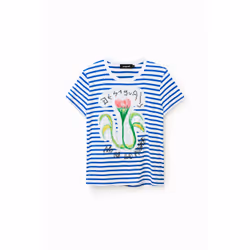 T-shirt rayures fleur femme Desigual - XL