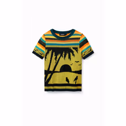 T-shirt paysage maille femme Desigual