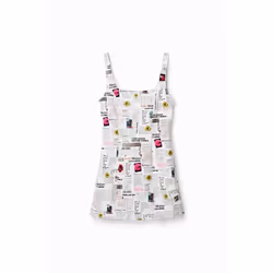 Robe courte bretelles journal femme Desigual - blanc - XL