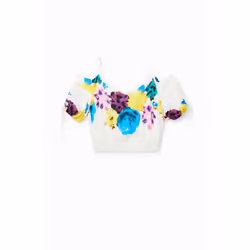 T-shirt court froncé fleurs femme Desigual M. Christian Lacroix