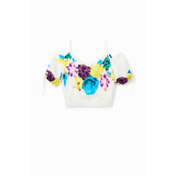 T-shirt court froncé fleurs femme Desigual M. Christian Lacroix