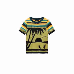T-shirt paysage maille femme Desigual
