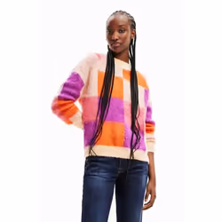 Pull jacquard carreaux femme Desigual