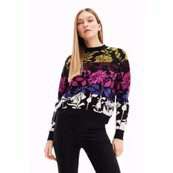 Pull jacquard fleurs femme Desigual