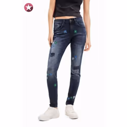 Jeans skinny brodé femme Desigual Push-up