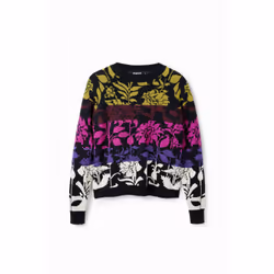 Pull jacquard fleurs femme Desigual