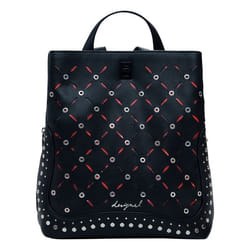 Sac à dos noir zippé avec des œillets et des clous décoratifs