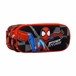 Trousse Spiderman Rally - KARACTERMANIA - Double compartiment zippé - Noir et blanc