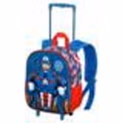 Sac à dos 3D à Roulettes Petit - Marvel Captain America First - Bleu - Taille Unique