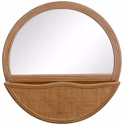 Grand miroir rond avec rangement en rotin Rotin et Verre A suspendre. Dimensions : Hauteur 60 cm - Largeur 60 cm - Profondeur ...