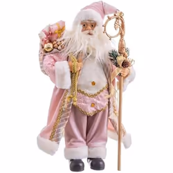 Poupée de Noël - LOLAHOME - Père Noël en Tissu - 45 cm - Rose - Décoration Intérieure