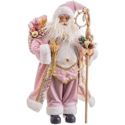 Poupée de Noël - LOLAHOME - Père Noël en Tissu - 45 cm - Rose - Décoration Intérieure