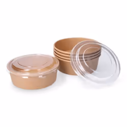 Contenant en carton biodégradable rond avec salade/couvercle 500 cc (5ud)