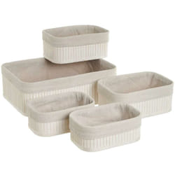 Lolahome - Lot de 5 boites de rangement en bambou blanches