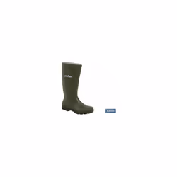 Bottes en caoutchouc montantes, en vert. Fabriqué en PVC, avec revêtement intérieur tricoté. La semelle dont il dispose est a ...