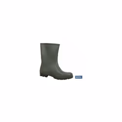 Bottes en caoutchouc demi-coupées vertes. Fabriqué en PVC, avec un revêtement intérieur tricoté. Elle possède une semelle ant ...