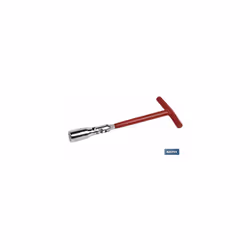 Clé à bougie articulée 16x240mm-(5/8) Clé pour bougies articulées avec poignée antidérapante en plastique rouge en forme de T ...