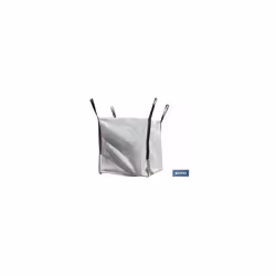 Grand sac à gravats cubique blanc, de dimensions 85x85x90 cm. Capacité de charge maximale de 1 000 kg. Idéal pour transporter ...