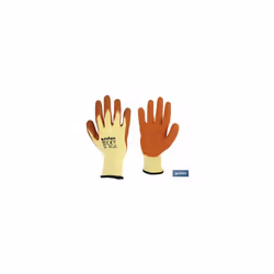 Gant en latex robuste orange Blister taille 10 Les gants en tissu avec paume en latex et support en tricot polyester/coton of ...