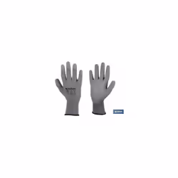 Gant 100% Polyester Imprégné Pu Gris T-6 Taille : T-6 Contient : 1 + blister Les gants 100 % nylon infusés de polyuréthane su ...