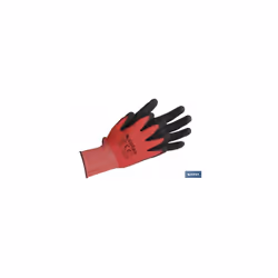 Gant imprégné Sandy Coated Rouge/Noir Taille 8 Les gants imprégnés de nitrile modèle Sandy Coating offrent une protection sup ...