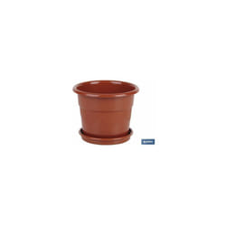 Pot Dahlia Couleur Marron 23,5x20+ Assiette 20cm