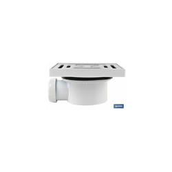Siphon de puisard 146x146 mm avec sortie Ø32-40 et couvercle en acier inoxydable.