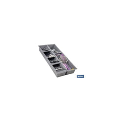 Range-couverts avec 7 compartiments 20x45x6,5cm gris