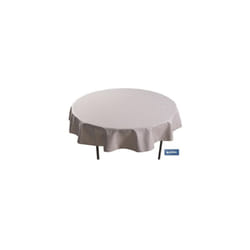 Nappe ronde en résine antitache en jacquard Ø140cm 50% coton 50% polyester beige