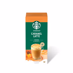 Starbucks Caramel Latte Café soluble premium, Café, Sucre, lait entier en poudre (36,6%), lait écrémé en poudre (10,6%), café ...