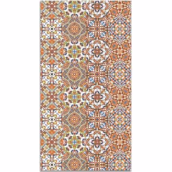 Tapis Vinyle - Panorama - Tuile Hydraulique - 40x80 cm - Orange - Résistant Intérieur/Extérieur
