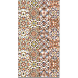 Tapis Vinyle - Panorama - Tuile Hydraulique - 40x80 cm - Orange - Résistant Intérieur/Extérieur