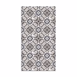 Tapis Vinyle Panorama Tuile Fleurie Orientale Gris 80x150 cm - Tapis pour Cuisine Bureau et Salon en PVC