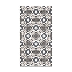 Tapis Vinyle Panorama Tuile Fleurie Orientale Gris 80x150 cm - Tapis pour Cuisine Bureau et Salon en PVC