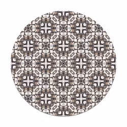 Tapis Vinyle Panorama Ronde Style Hydraulique Oriental Gris 150x150 cm - Tapis pour Cuisine Bureau et Salon en PVC