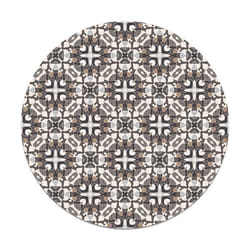 Tapis Vinyle Panorama Ronde Style Hydraulique Oriental Gris 150x150 cm - Tapis pour Cuisine Bureau et Salon en PVC
