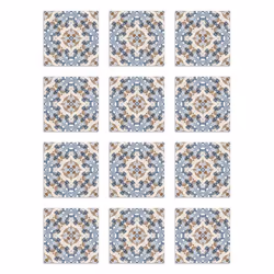 Panorama Stickers Carrelage Adhésif Cuisine - 24 Pièces de 20x20 cm Tuile Orientale Bleu - Adhésif en Vinyle pour Carreaux