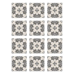Panorama Stickers Carrelage Adhésif Cuisine - 24 Pièces de 20x20 cm Tuile Orientale Gris - Adhésif en Vinyle pour Carreaux