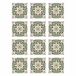 Panorama Stickers Carrelage Adhésif Cuisine - 24 Pièces de 20x20 cm Tuile Orientale Vert - Adhésif en Vinyle pour Carreaux