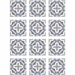 Panorama Stickers Carrelage Adhésif Cuisine - 72 Pièces de 10x10 cm Tuile Style Oriental Bleu - Adhésif en Vinyle pour Carrea ...