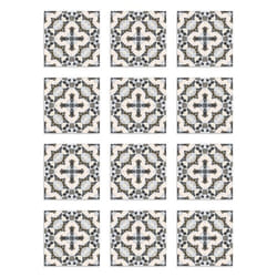 Panorama Stickers Carrelage Adhésif Cuisine - 24 Pièces de 20x20 cm Tuile Style Oriental Gris - Adhésif en Vinyle pour Carreaux