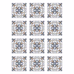 Panorama Stickers Carrelage Adhésif Cuisine - 24 Pièces de 20x20 cm Tuile Modèle Oriental Bleu - Adhésif en Vinyle pour Carre ...
