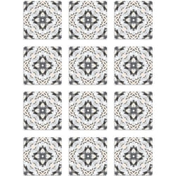 Panorama Stickers Carrelage Adhésif Cuisine - 24 Pièces de 20x20 cm Tuile Modèle Oriental Gris - Adhésif en Vinyle pour Carreaux