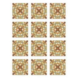 Panorama Stickers Carrelage Adhésif Cuisine - 72 Pièces de 10x10 cm Tuile Modèle Oriental Orange - Adhésif en Vinyle pour Carreaux