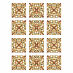 Panorama Stickers Carrelage Adhésif Cuisine - 48 Pièces de 15x15 cm Tuile Modèle Oriental Orange - Adhésif en Vinyle pour Car ...