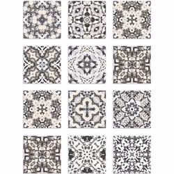 Panorama Stickers Carrelage Adhésif Cuisine - 8 Pièces de 100x10 cm Tuile Hydraulique Orientale Gris - Adhésif Vinyle pour Ca ...