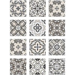 Panorama Stickers Carrelage Adhésif Cuisine - 8 Pièces de 100x10 cm Tuile Hydraulique Orientale Gris - Adhésif Vinyle pour Carreaux