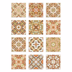 Panorama Stickers Carrelage Adhésif Cuisine - 8 Pièces de 100x10 cm Tuile Hydraulique Orientale Orange - Adhésif en Vinyle Ca ...