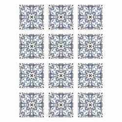 Panorama Stickers Carrelage Adhésif Cuisine - 72 Pièces de 10x10 cm Tuile Hydraulique Type Oriental Bleu - Adhésif Vinyle Car ...