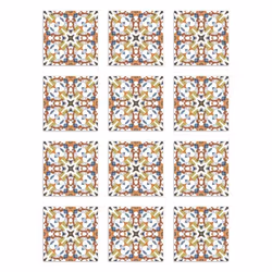 Panorama Stickers Carrelage Adhésif Cuisine - 72 Pièces 10x10cm Tuile Hydraulique Type Oriental Original - Adhésif Vinyle Car ...